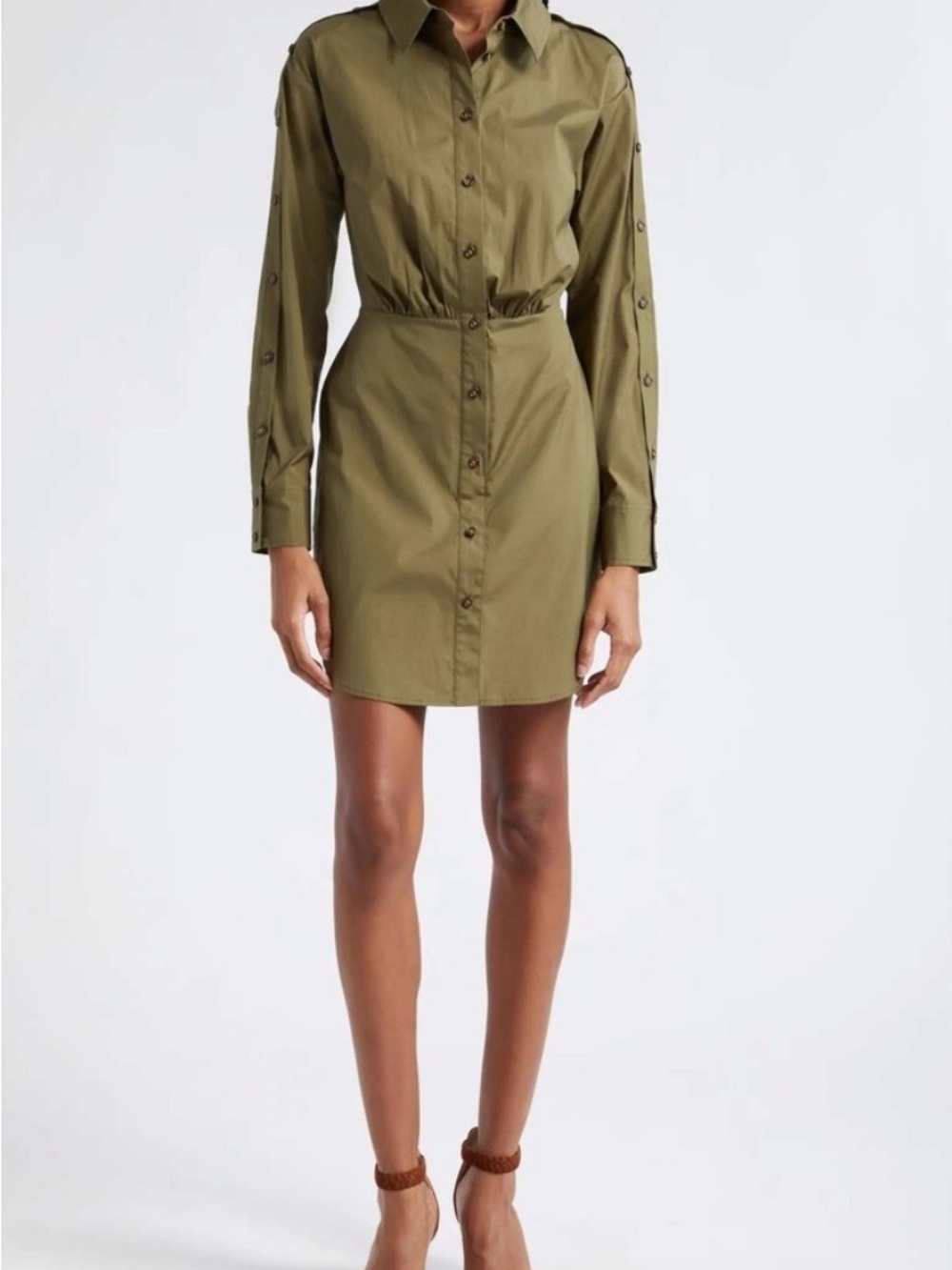 Veronica Beard Rae Shirt Dress | Olive Green | Long Sleeve | Size 2